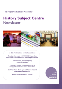 History Subject Centre Newsletter The Higher Education Academy