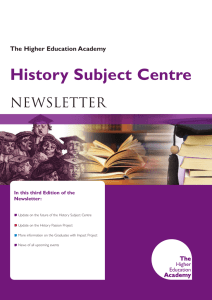History Subject Centre Newsletter Welcome The Higher Education Academy