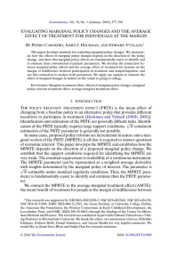 EVALUATING MARGINAL POLICY CHANGES AND THE AVERAGE B P