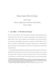 Human Capital Policy for Europe 1 Pedro Carneiro