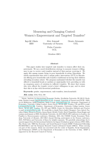 Measuring and Changing Control: Women’s Empowerment and Targeted Transfers ∗ Ingvild Alm˚