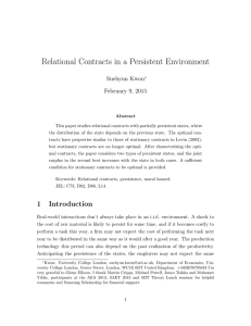Relational Contracts in a Persistent Environment Suehyun Kwon February 9, 2015