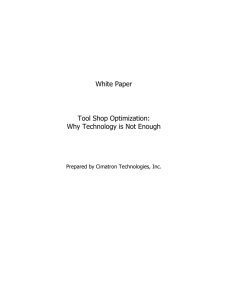 White Paper Tool Shop Optimization: Why Technology is Not Enough