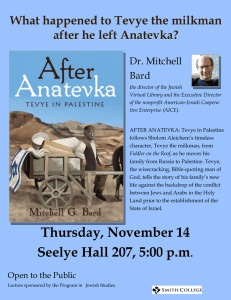 What happened to Tevye the milkman  after he left Anatevka? Dr. Mitchell