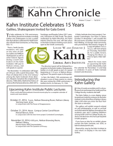Kahn Chronicle Kahn Institute Celebrates 15 Years T