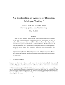 An Exploration of Aspects of Bayesian Multiple Testing ∗