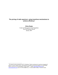 The pricing of radio spectrum: using incentives mechanisms to achieve efficiency