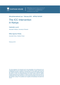 The ICC Intervention in Kenya Gabrielle Lynch Miša Zgonec-Rožej