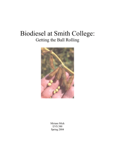 Biodiesel at Smith College: Getting the Ball Rolling  Miriam Mick