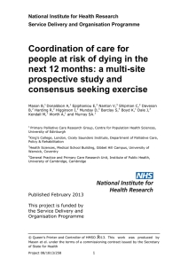 Coordination of care for people at risk of dying in the