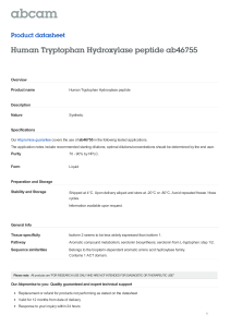 Human Tryptophan Hydroxylase peptide ab46755 Product datasheet Overview Product name