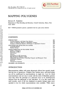 MAPPING  POL YGENES Steven Tanksley D.