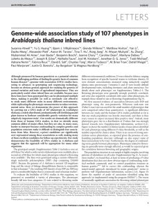 LETTERS Genome-wide association study of 107 phenotypes in Arabidopsis thaliana inbred lines