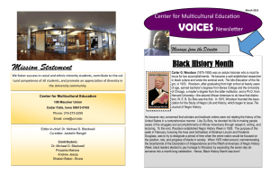 VOICES Black History Month Center for Multicultural Education Newsletter