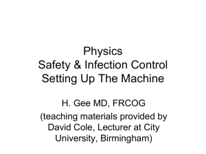 Physics Safety &amp; Infection Control Setting Up The Machine H. Gee MD, FRCOG