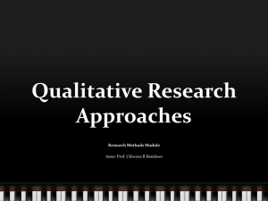 Qualitative Research Approaches Research Methods Module Assoc Prof. Chiwoza R Bandawe