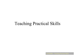 Teaching Practical Skills ETATMBA - Teaching Practical Skills