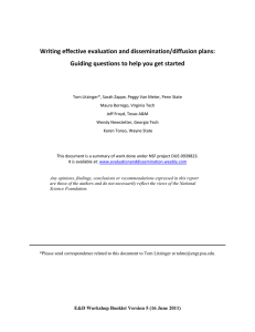 Writing effective evaluation and dissemination/diffusion plans:  Guiding questions to help you get started