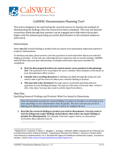 CalSWEC Dissemination Planning Tool