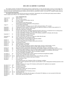 2012–2013 ACADEMIC CALENDAR