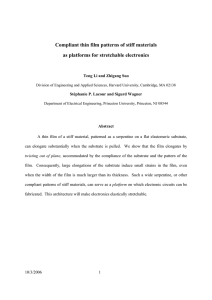 Compliant thin film patterns of stiff materials