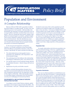 Policy Brief Population and Environment POPULATION MATTERS