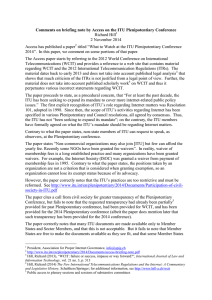 Comments on briefing note by Access on the ITU Plenipotentiary... Richard Hill  2 November 2014
