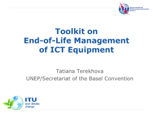 Toolkit on End-of-Life Management of ICT Equipment Tatiana Terekhova