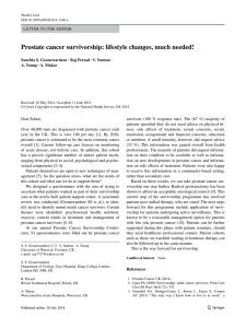 Prostate cancer survivorship: lifestyle changes, much needed! Letter tO the eDItOr