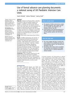 Use of formal advance care planning documents: Units Sarah Mitchell,