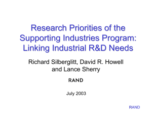 Research Priorities of the Supporting Industries Program: Linking Industrial R&amp;D Needs RA