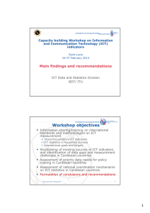 Workshop objectives Main findings and recommendations