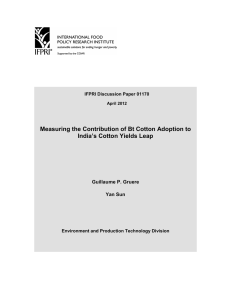 Measuring the Contribution of Bt Cotton Adoption to  Guillaume P. Gruere