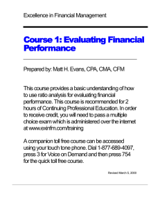 Course 1: Evaluating Financial