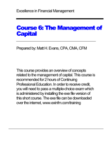 Course 6: The Management of Capital