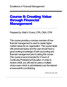 Course 8: Creating Value through Financial