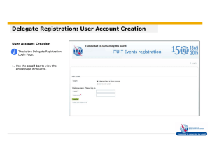 Delegate Registration: User Account Creation User Account Creation Login Page.