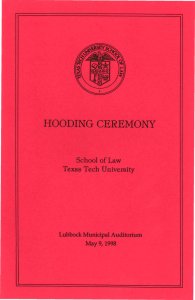 CEREMONY HOODING School of Law Texas Tech University