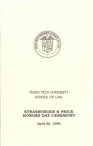 HONORS  DAY CEREMONY STRASBURGER &amp;  PRICE TEXAS TECH  UNIVERSIlY