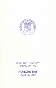 HONORS DAY TEXAS TECH  UNIVERSIlY SCHOOL OF LAW