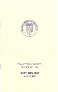 HONORS DAY TEXAS TECH  UNIVERSITY SCHOOL OF LAW