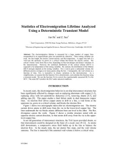 Statistics of Electromigration Lifetime Analyzed Using a Deterministic Transient Model Jun He