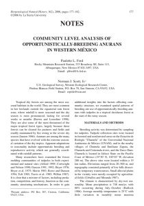 NOTES COMMUNITY LEVEL ANALYSIS OF OPPORTUNISTICALLY-BREEDING ANURANS IN WESTERN MÉXICO