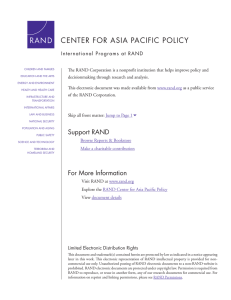 CENTER FOR ASIA PACIFIC POLICY International Programs at RAND