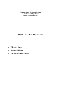 FINAL LIST OF PARTICIPANTS I. Member States