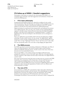 ITU follow-up of WSIS-1, Swedish suggestions