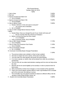 SGA Senate Minutes  Tuesday, March 24, 2015   7­8PM   1. Call to Order 