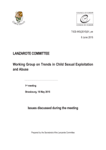 .................................. LANZAROTE COMMITTEE  Working Group on Trends in Child Sexual Exploitation
