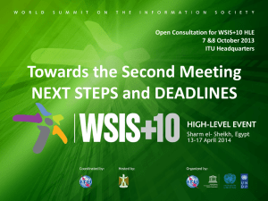Towards the Second Meeting NEXT STEPS and DEADLINES 7 &amp;8 October 2013