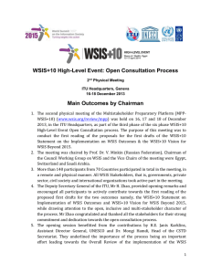 WSIS+10 High-Level Event: Open Consultation Process Main Outcomes by Chairman